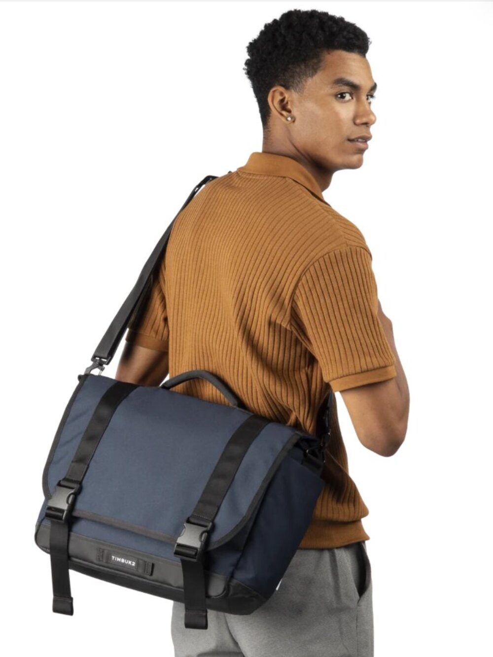 TimBuk2 Command Messenger Bag Navy Blue Black Medium Laptop Travel Buckles